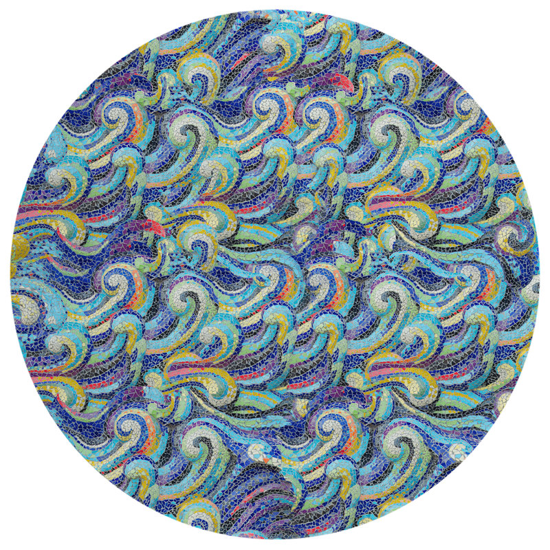 Adelheid Washable Ikat Indoor / Outdoor Rug, Round 8'