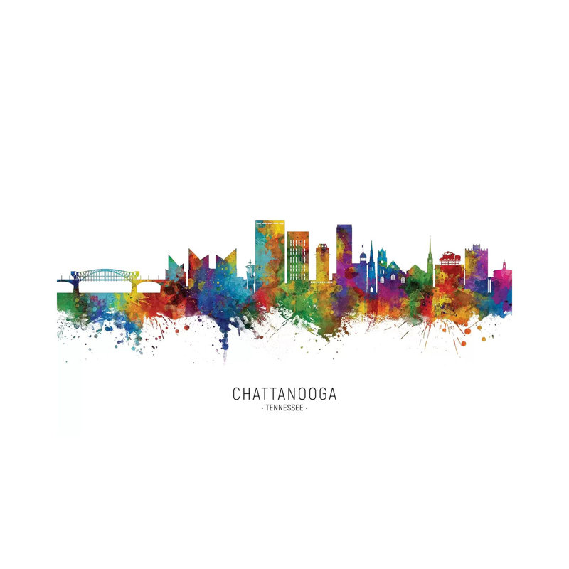 «Chattanooga, Tennessee Skyline» par Michael Tompsett, impression sur toile tendue, H 12 po x l 18 po x 1,5 po