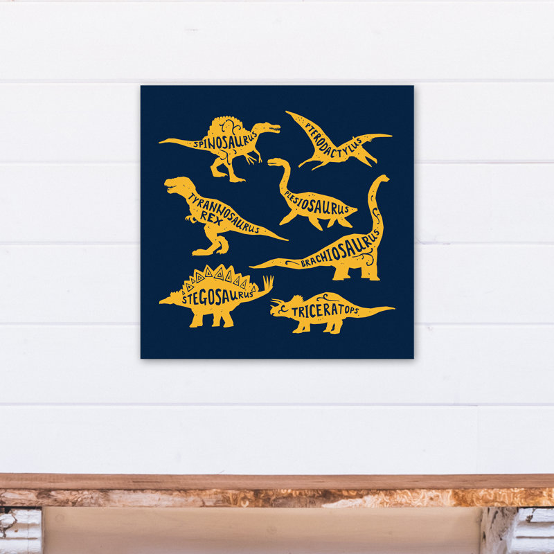 Art sur toile dino names Amapola, H 20 po x l 20 po x P 1,25 po, Bleu marine et jaune