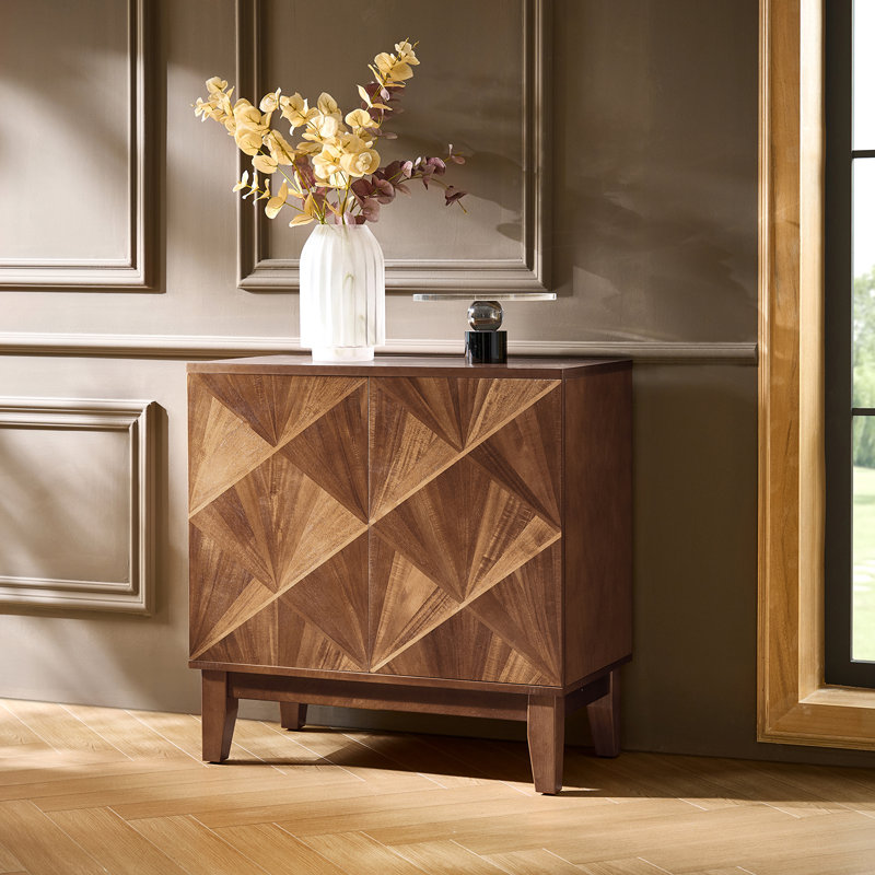 Mid-Century Modern 30" Wide Cabinets with Adjustable Shelves and Magnetic Push-to-Open Doors, Brown