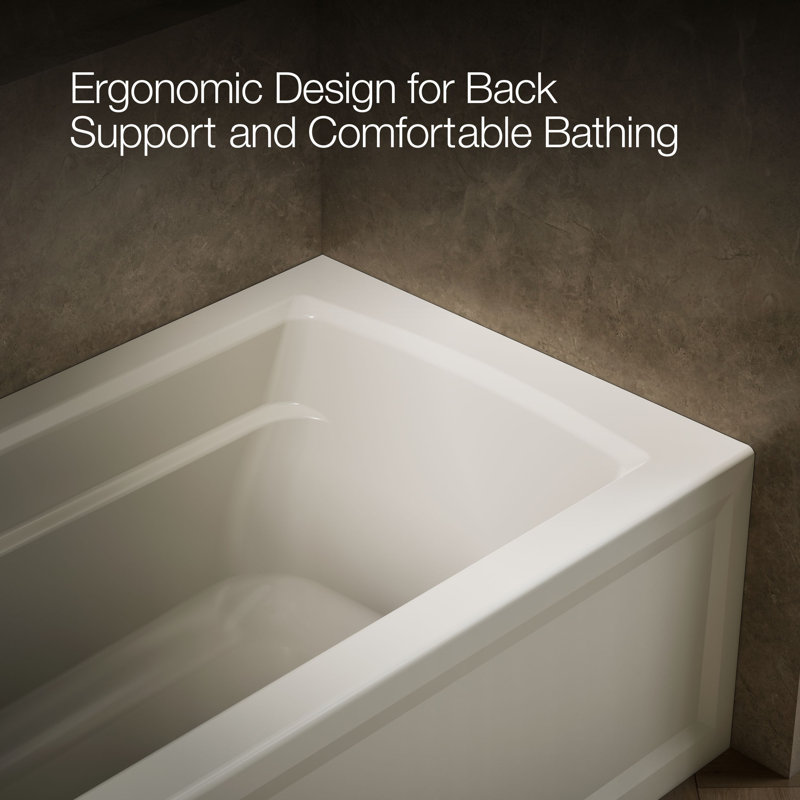Archer 60" x 32" Alcove/Tile Soaking Bathtub, Biscuit, Left