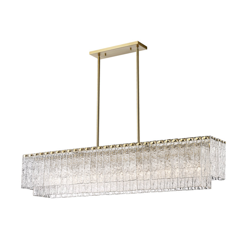 Noorulain 7 - Light Dimmable Kitchen Island Square / Rectangle Chandelier, Modern Gold