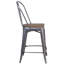Tabouret de bar ou de comptoir en métal Marian avec dossier et siège en bois Marian-2101696441-2127243147-2127243146