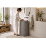 Vast Studio Freestanding Concrete Pedestal Sink – Modern Curved Basin Design for Luxury Bathroom, Durable Handmade Matte Finish