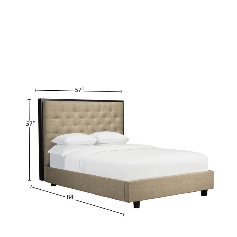 Lit plateforme en tissu d’ameublement Hatherleigh, Sable, Double