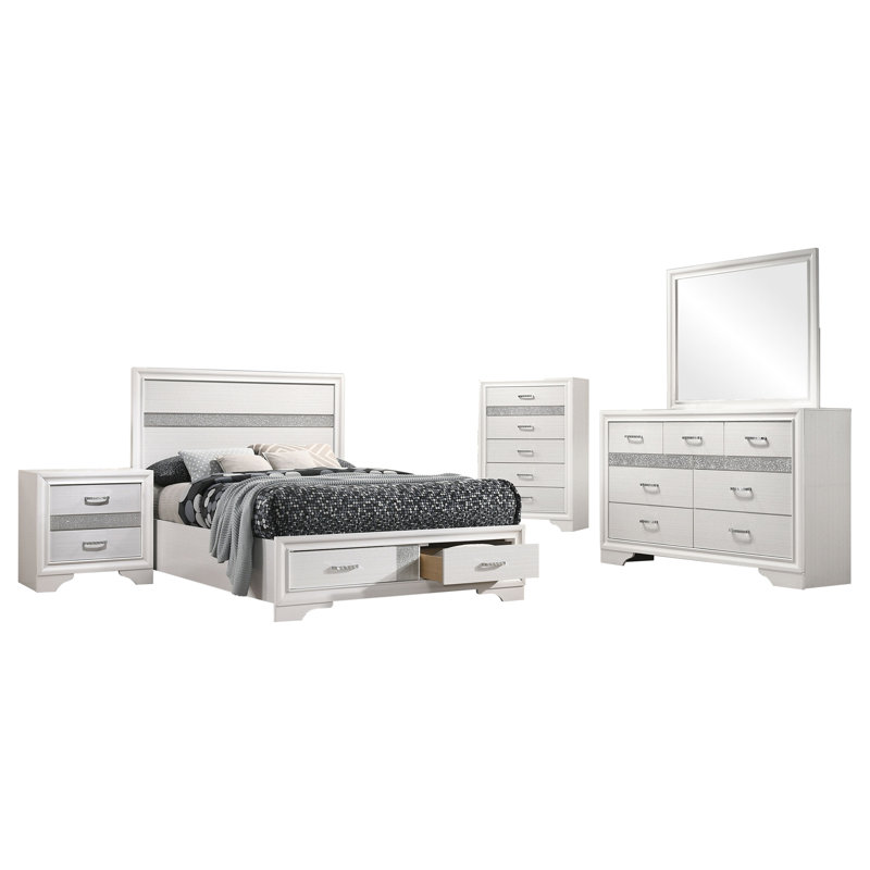 Miranda 5-piece Full Bedroom Set White, White, Full