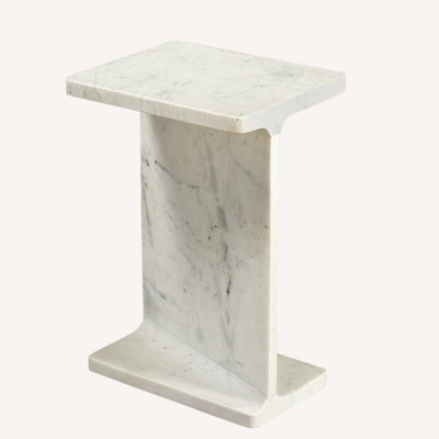 Italian Travertine Cross I Beam Side Table