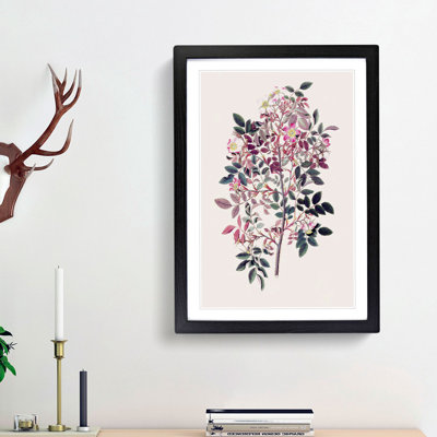 Redleaf Rose Flowers Illustration - Framed Print