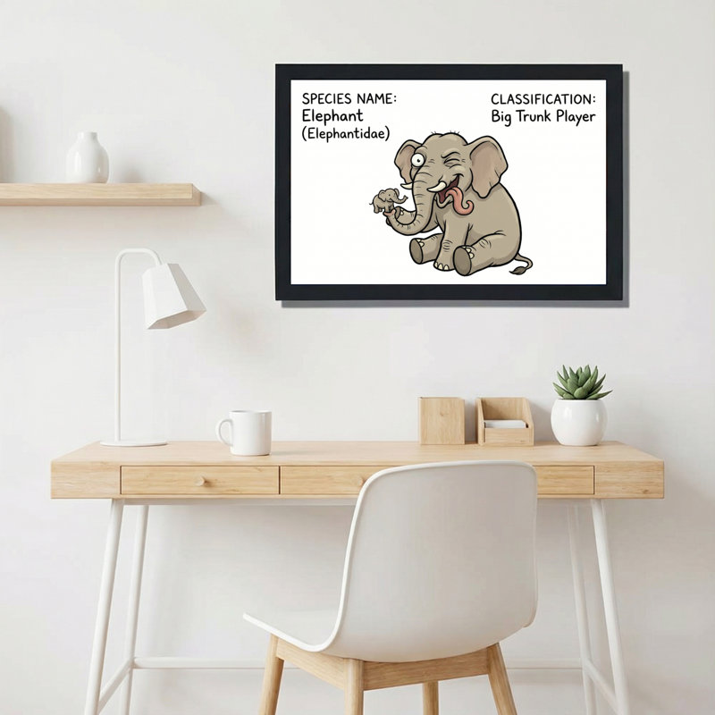 Ensemble de 1 tableau sur toile imprimée avec un éléphant de dessin animé, H 16 po x l 24 po