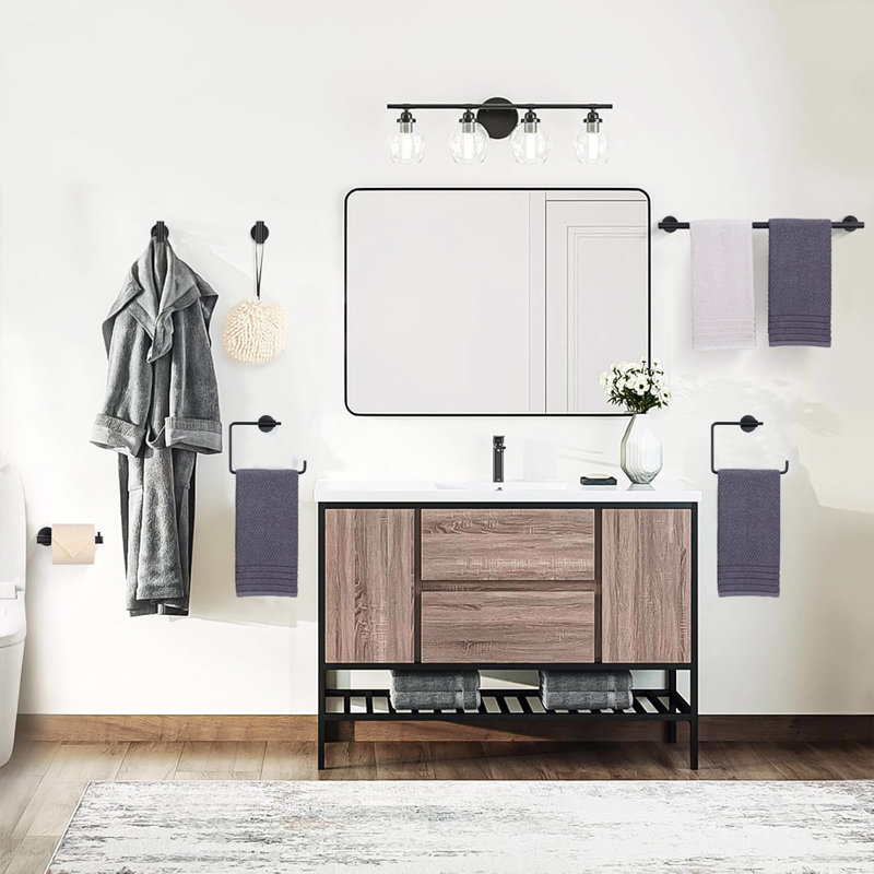 5-Piece Bathroom Hardware Set, Matte Black