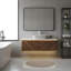 Meuble-lavabo mural 48 po avec tiroirs et vasque rectangulaire en marbre-922686789