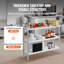 Table de préparation des aliments en acier inoxydable, table de travail de cuisine commerciale de 14 x 48 x 34 pouces, avec 2 tablettes réglables, table de préparation en métal robuste pour barbecue, cuisine, maison et garage