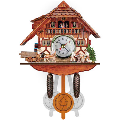 Horloge à coucou murale rétro nordique en bois à pendule pour salon, décoration intérieure CM007