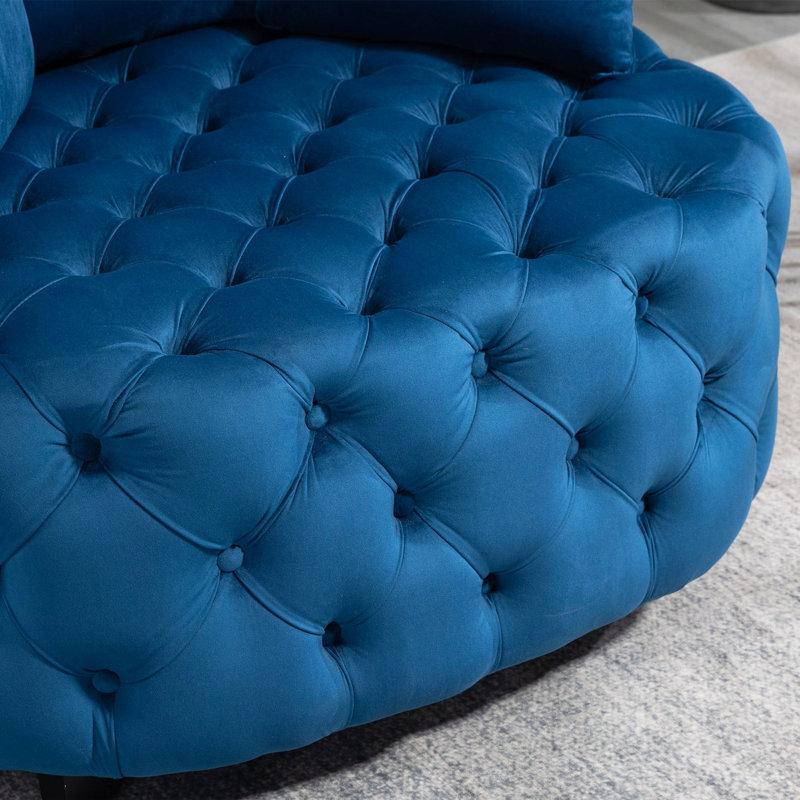 Siège de salon en velours bleu, fauteuil d'appoint moderne avec mousse, H 33,02 po x l 39,9 po x P 36,48 po, Bleu