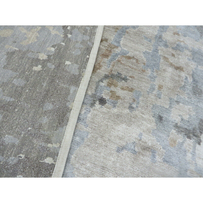 Tapis en soie noué la à la main beige/gris 12 pi x 15 pi 2 po one-of-kind Curtiss