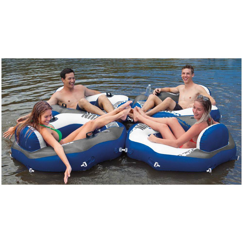 Intex River Run 1-Person Inflatable Connecting Floating Lounge Tube, 3 Pack