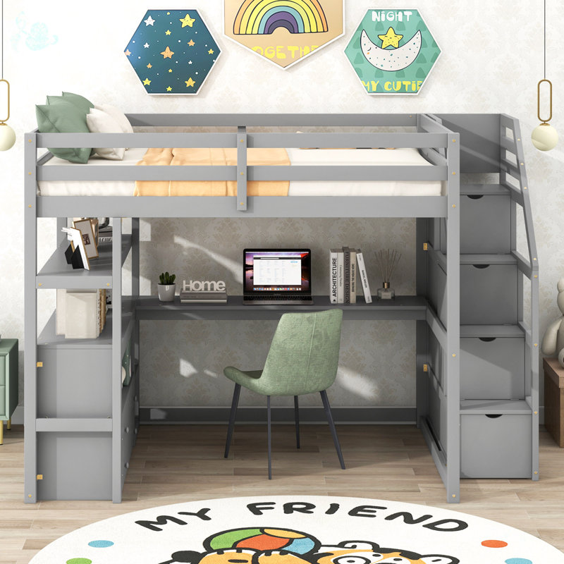 Rodriques Kids Full Loft Bed, Gray