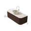 Meuble-lavabo suspendu DINA de 48 po avec lavabo, armoire en bois grain de noyer foncé, comptoir en pierre frittée blanche de Carrare, lavabo rond en céramique, tiroirs à fermeture douce