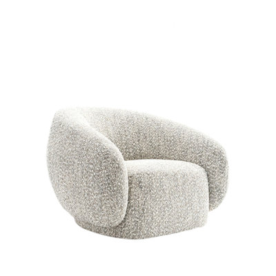 Freda Swivel Accent Chair with Sculpted Curved Profile, Brown Boucle