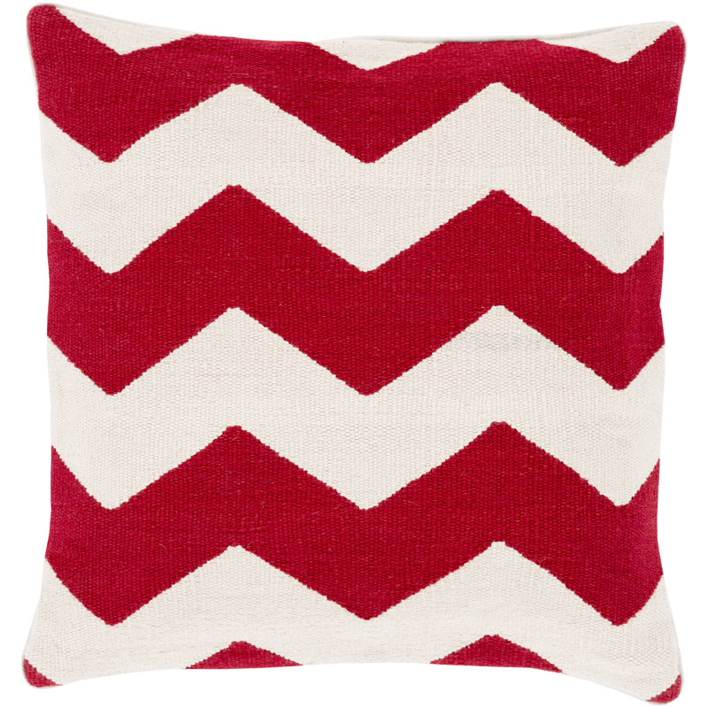 Chic Chevron Cotton Throw Pillow, 22" H x 22" W x 4" D, Red, Down