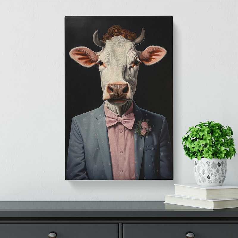 Cow In A Suit Painting No.2 - Print, 76cm H x 50cm W x 3cm D