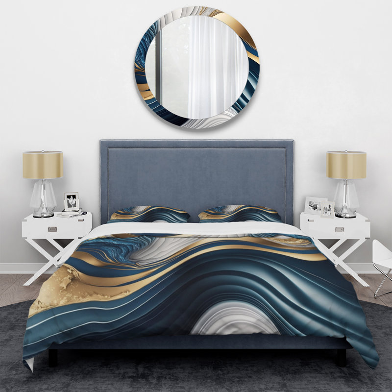 Ensemble de housse de couette Abstract Geode Waves Blue I BeddingMicrofiber / Polyester