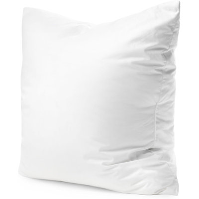 Square White Throw European Pillow Insert - 100% Cotton Cover, 10% Down 90% Feather Fill, Multiple Sizes