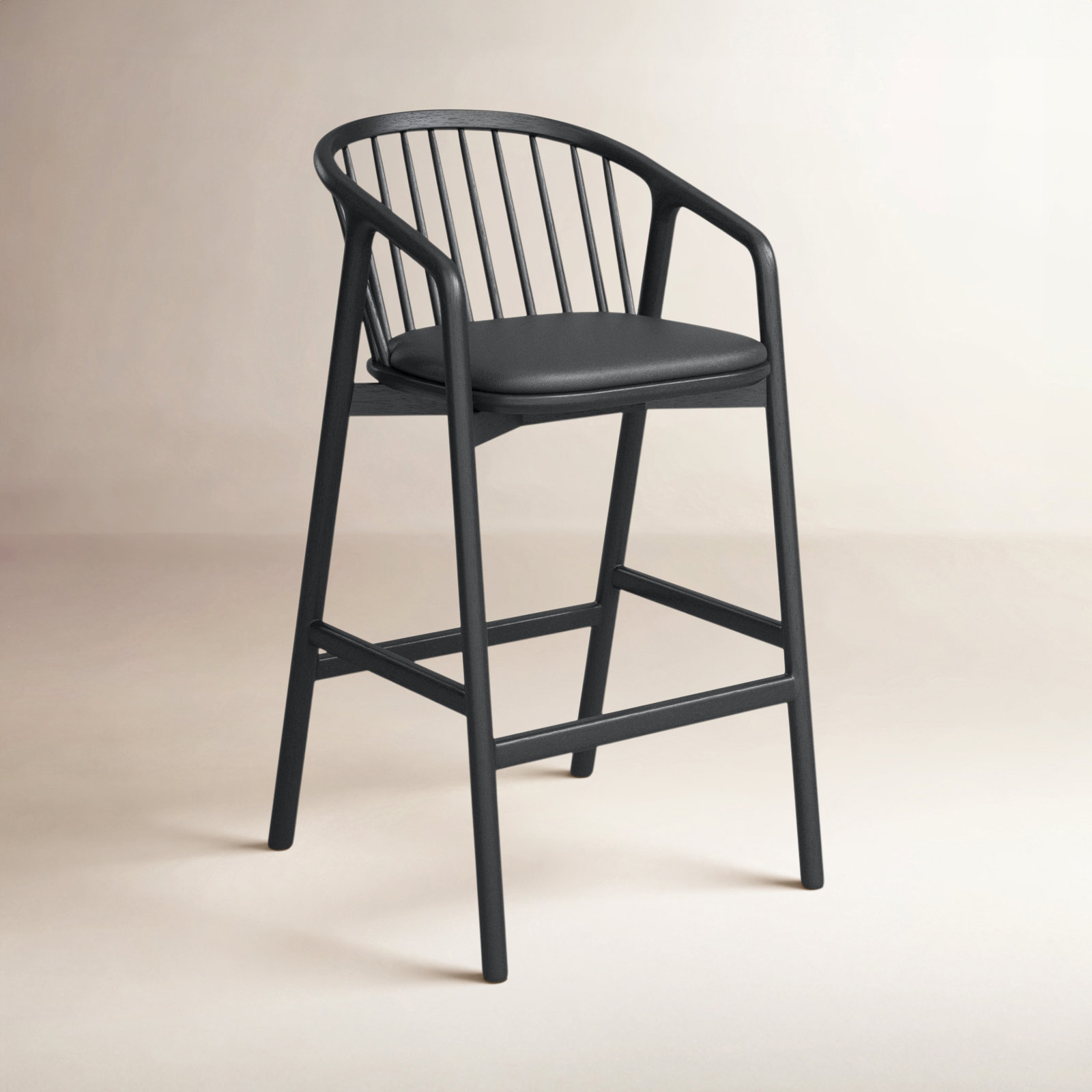 Buffolino Bar and Counter Stool, Black, Bar Stool (30" Seat Height)
