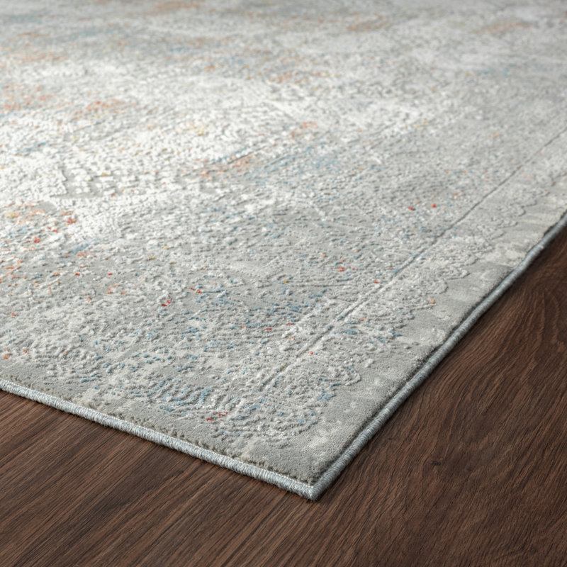 A Abstract Area Rug in Grey, Rectangle 3' x 5'