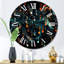 Horloge murale Waves Of Music Notes In Retro Orange and Blue III-93383474
