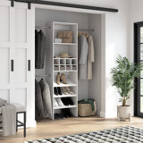 Carina 24W Closet Organizer With Shoe Shelves, Clothing Rods And Cubbies
