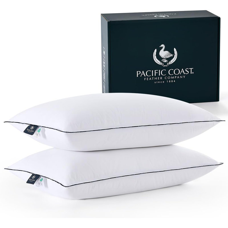 Pacific Coast White Goose Down Fiber Bed Pillow, Standard Pillow 2 Pack, 2, Standard