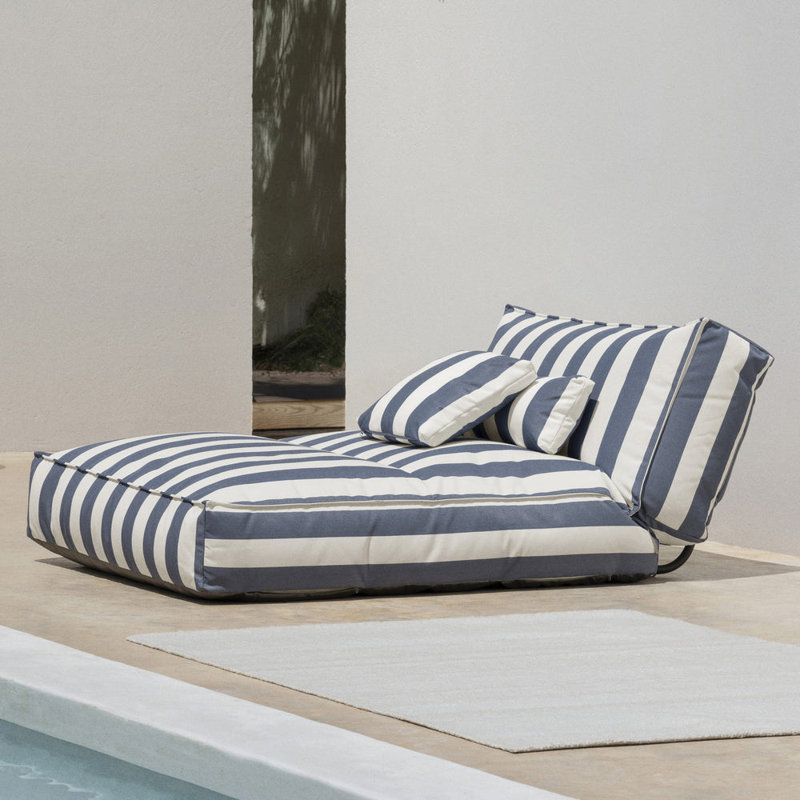 Méridienne d'extérieur avec repose-tête inclinable STAY Cabana, Key Largo (bleu) à rayures Cabana