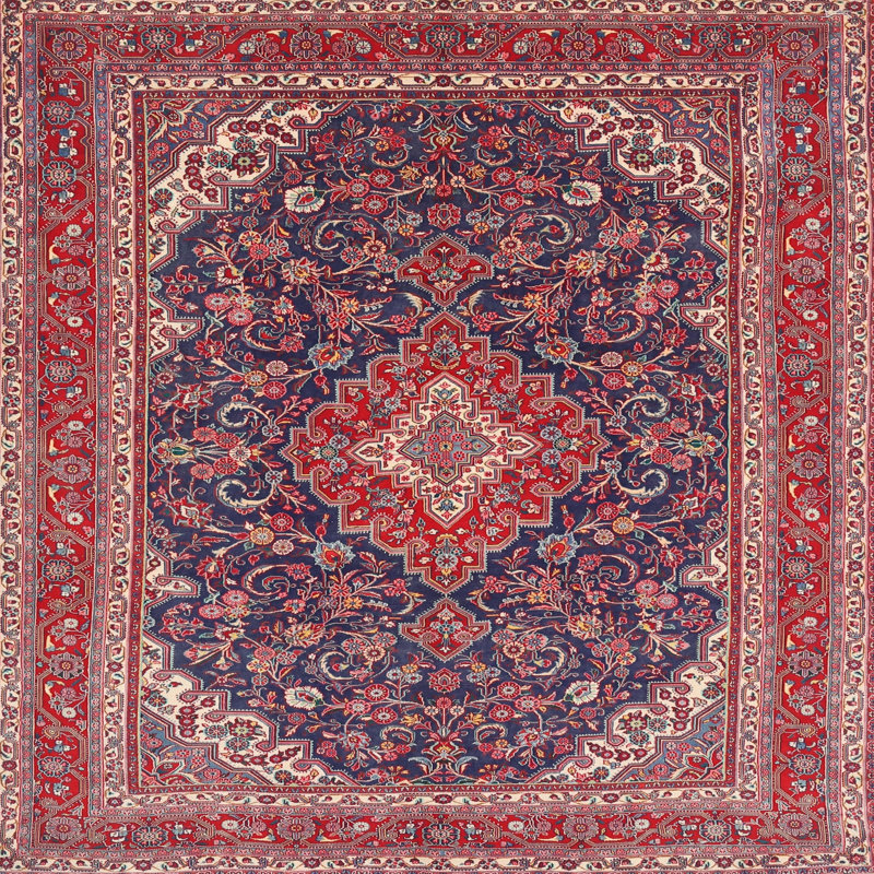 Tapis décoratif rouge oriental Elis, Carré 4 pi