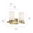 2-Light Natural Brass Bath Vanity Light with Satin Etched Glass Shades