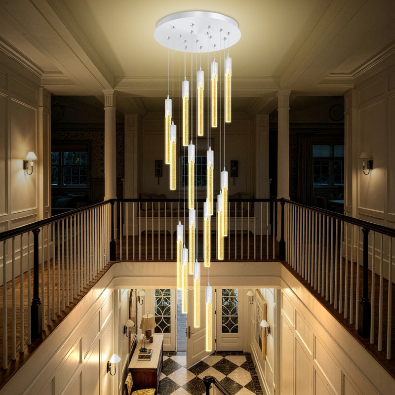 H132 po Lustre en cristal moderne à 16 lumières Sliver pour vestibule 2700k-6000k