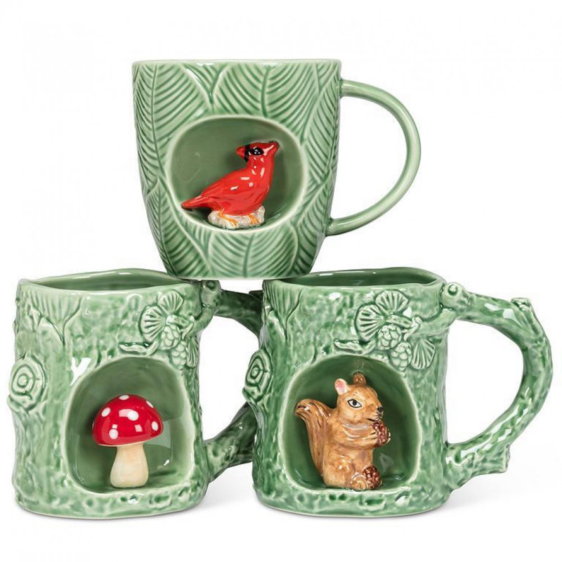 Motif de feuille avec tasse cardinal