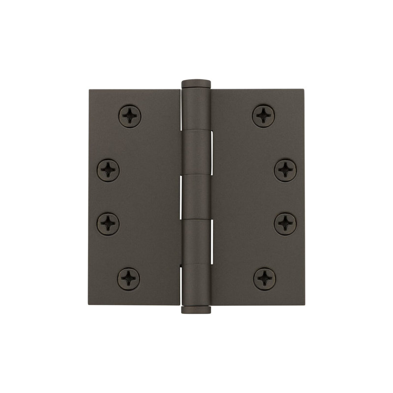 4'' x 4'' Brass Butt Bearing Hinge, Titanium Gray