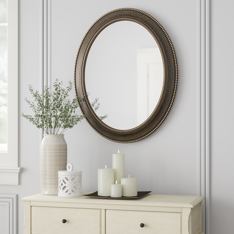 Victorian Oval Plastic Wall Mirror 30 Inches, Silver