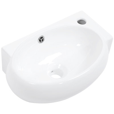 16X11 Inch Bathroom Sink, Ceramic, Wall Mounted, White, To Stains, Polished Surface Ceramic Mount Stain , Installation Guide Included