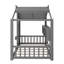 Lit sur pied avec tablette de rangement, lit maisonnette avec toit-858363808-858363809