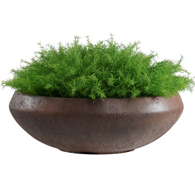 Concrete Bowl Planter, 23.3 Inch Dia x 8 Inch Height, Extra Large Succulent Pot with Drain Hole, 21-inch Opening Flowerpot for Herbs, Bonsai, and Shallow-root Plants, Concrete Planters for Indoor Outdoor Garden, Patio Decor, Large-Rust