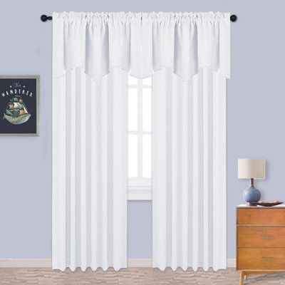 Curtain Valances For Shower Windows - Farmhouse Solid Pure White Valances Rod Pocket Small Window Tiers For Cafe/Nursery, 52 Inch Wide X 18 Inch Long, 4 Panels