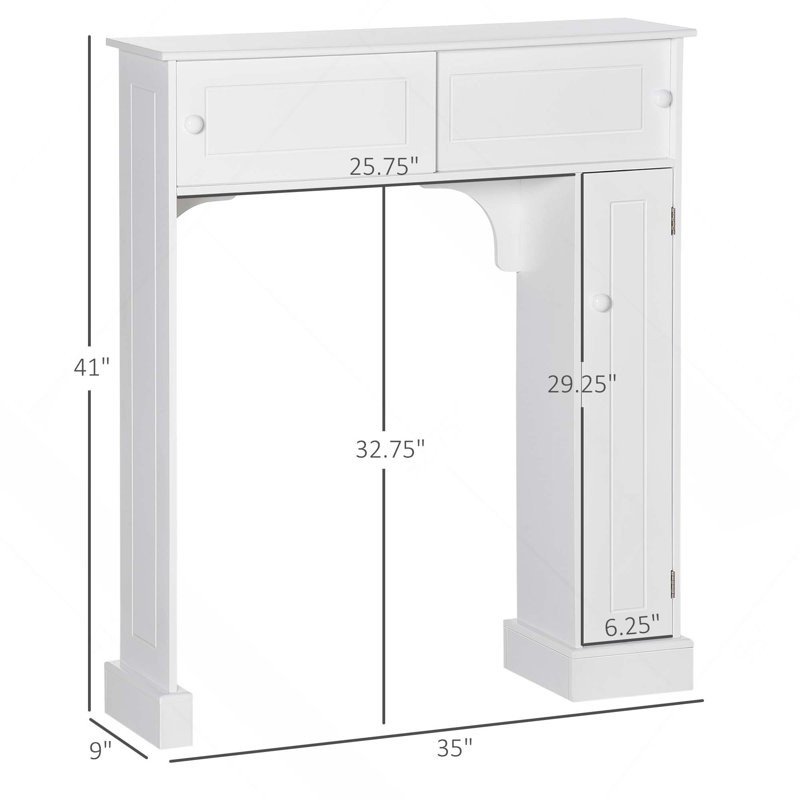 Over The Toilet Space Saver Freestanding Storage Cabinet With Adjustable Shelves, White