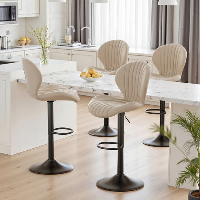 Ensemble de 2 tabourets de bar pivotants 19,29 po, tabourets de bar à hauteur de comptoir avec dossier haut, assemblage facile de 3 à 5 minutes pour le bar, la cuisine et la salle à manger