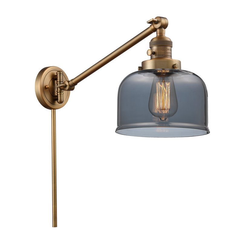 Bras pivotant à 1 lumière à intensité variable Talton, Ampoule incandescente rétro de 60 watts, Laiton brossé