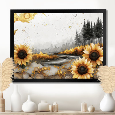 Dormendo Sunflowers Landscape Into A Crystal Winter Landscape I - Sunflowers Wall Art