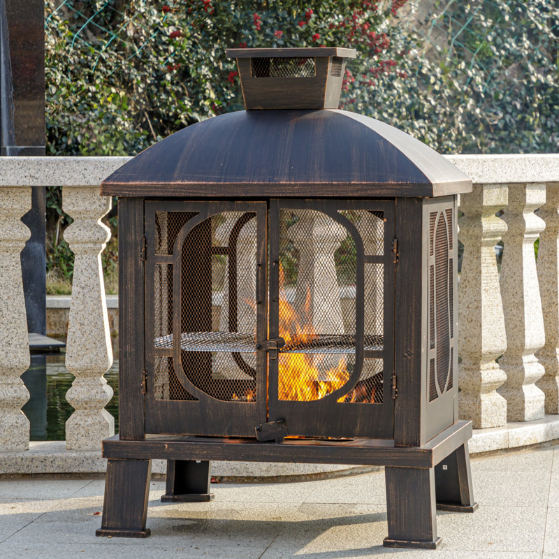 Sherlita 45" H x 31" W Wood Burning Fire Pit with Grill