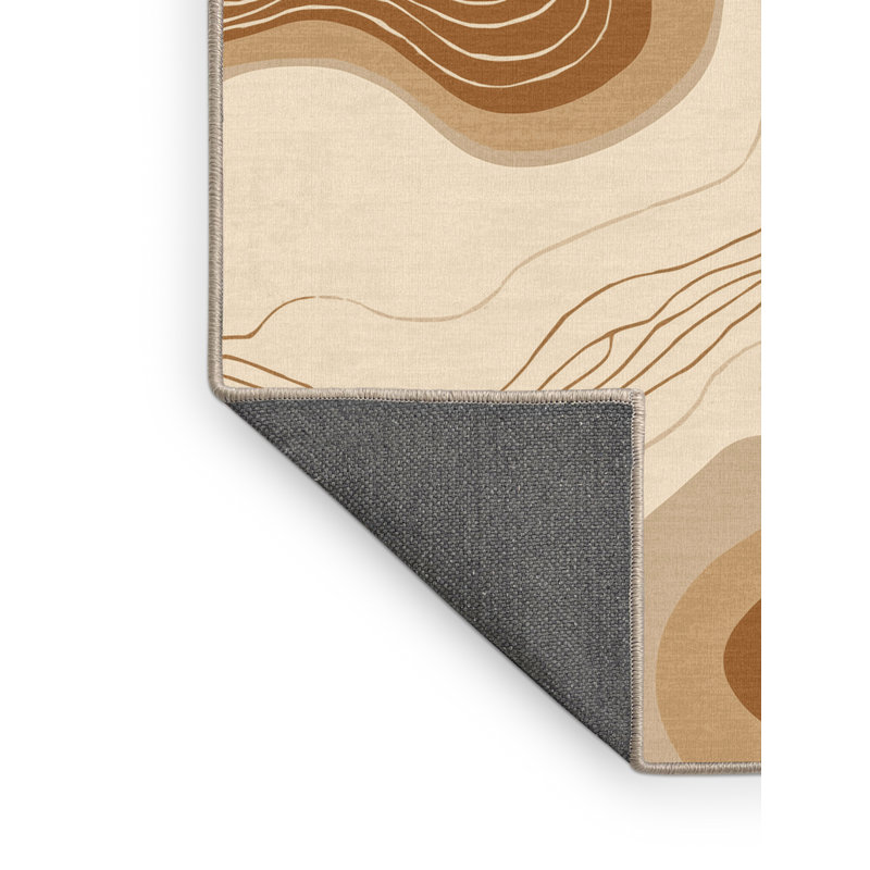 Tapis abstrait doux et moelleux Eaddy Eclectic - beige, Carré 5 pi