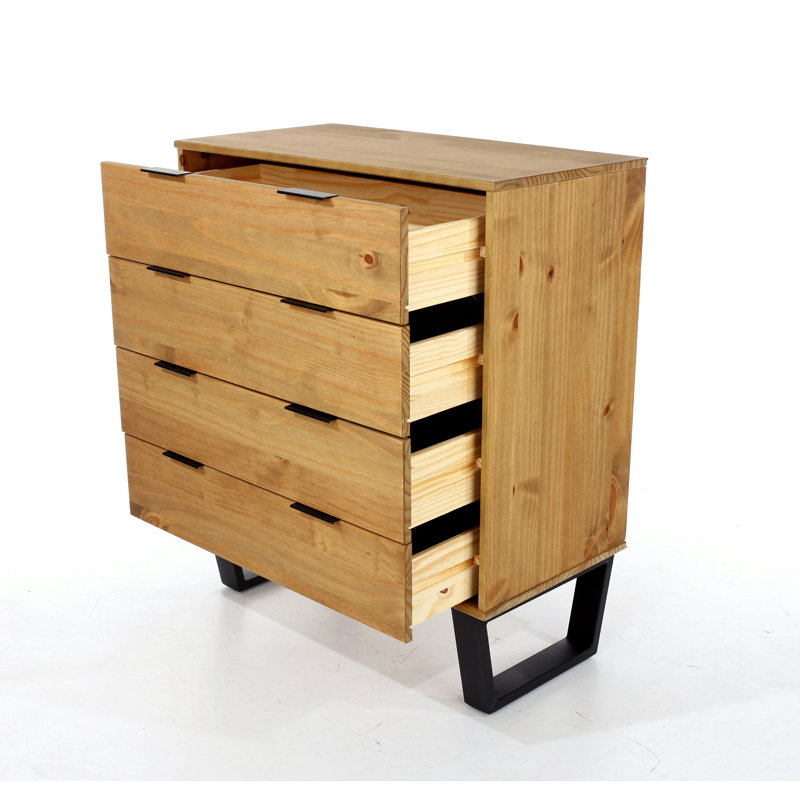Eva-Lillie 4 Drawer Wide Chest of Drawers, industrial design, Brown